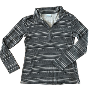 Columbia Gray Black White Quarter Zip Lightweight Sweatshirt Nordic Size Large